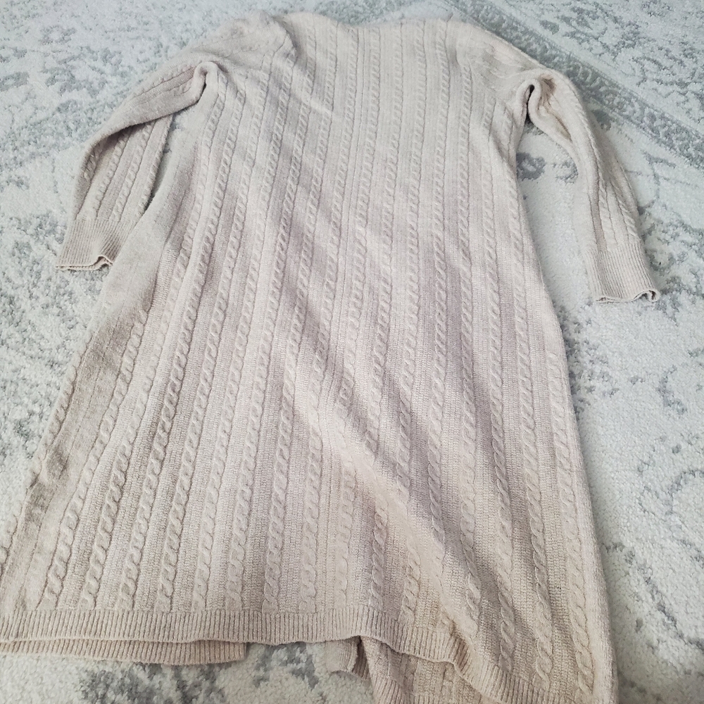 J. Jill Cream Cable Knit Long Duster Cardigan - Picture 6 of 7